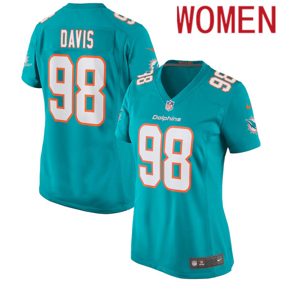 Women Miami Dolphins 98 Raekwon Davis Nike Green Game NFL Jersey